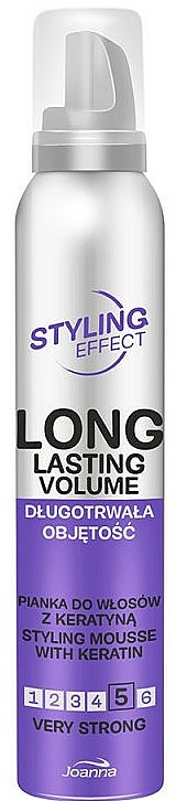 Langanhaltende Haarmousse mit Keratin für mehr Volumen Sehr starker Halt - Joanna Styling Effect Styling Mousse With Keratin Very Strong — Bild N1