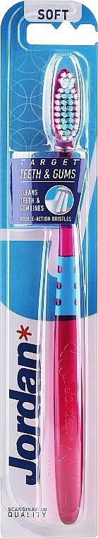 Zahnbürste weich Target rosa Blätter - Jordan Target Teeth & Gums Soft  — Bild N1
