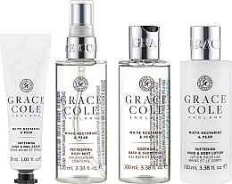 Körperpflegeset - Grace Cole White Nectarine & Pear Travel Set (Hand- und Nagelcreme 30ml + Bade- und Duschgel 100ml + Körperlotion 100ml + Körpernebel 100ml) — Bild N2