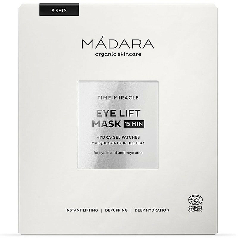 Straffende Anti-Aging Hydrogel-Augenpatches gegen Schwellungen, Augenringe und Tränensäcke 3x2 St. - Madara Cosmetics Time Miracle Eye Lift Mask 15min 3 Sets — Bild N1