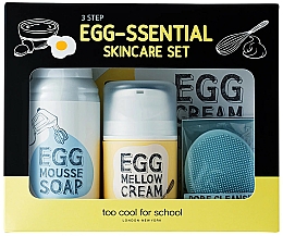 Düfte, Parfümerie und Kosmetik Gesichtspflegeset - Too Cool For School Egg-ssential Scincare Set (Gesichtscreme 50ml + Gesichtsreinigungsschaum 150ml + Tuchmaske 28g + Gesichtsreinigungsbürste)