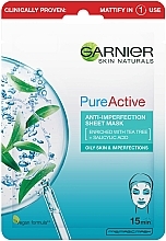 Düfte, Parfümerie und Kosmetik Tuchmaske für das Gesicht gegen Hautunreinheiten mit Teebaum und Salicylsäure - Garnier Skin Naturals Pure Active Anti-Impeffection Sheet Mask
