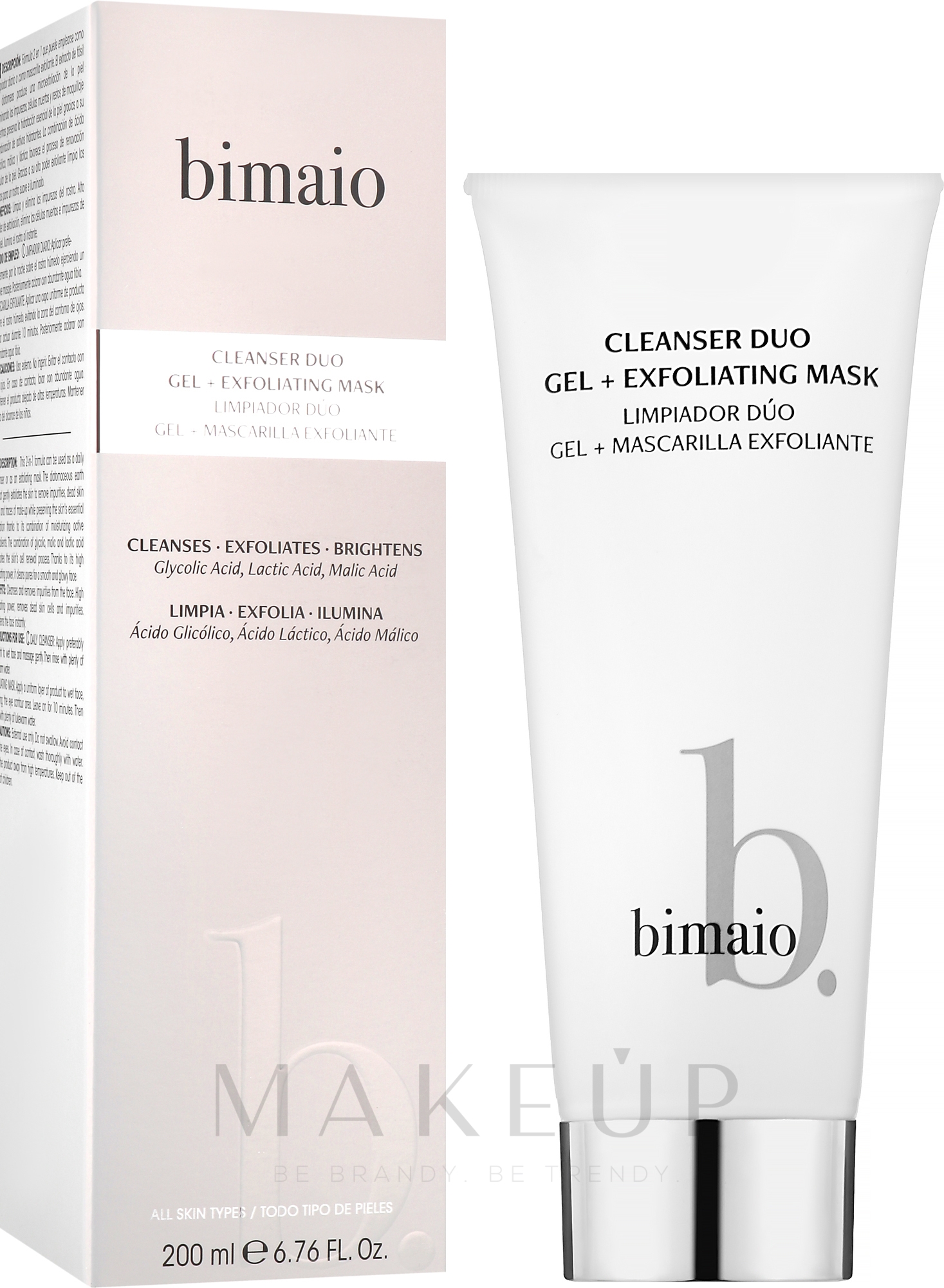 Reinigungsgel für das Gesicht - Bimaio Cleanser Duo Gel+Exfoliating Mask — Bild 200 ml