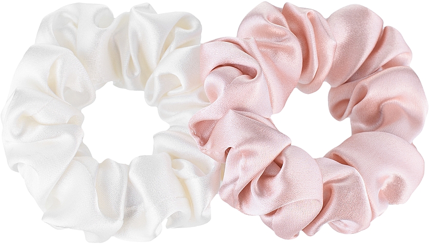 Scrunchie-Haargummi aus Naturseide Midi 2 St. - MAKEUP Scrunchie Set Milk Powder — Bild N1