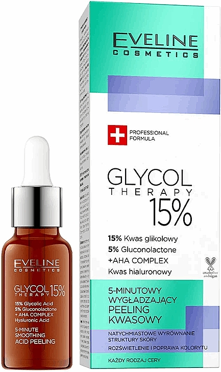 Glättendes Gesichtspeeling mit 15% Säure - Eveline Cosmetics Glycol Therapy 5-Minute Smoothing Acid Peeling 15% — Bild N1
