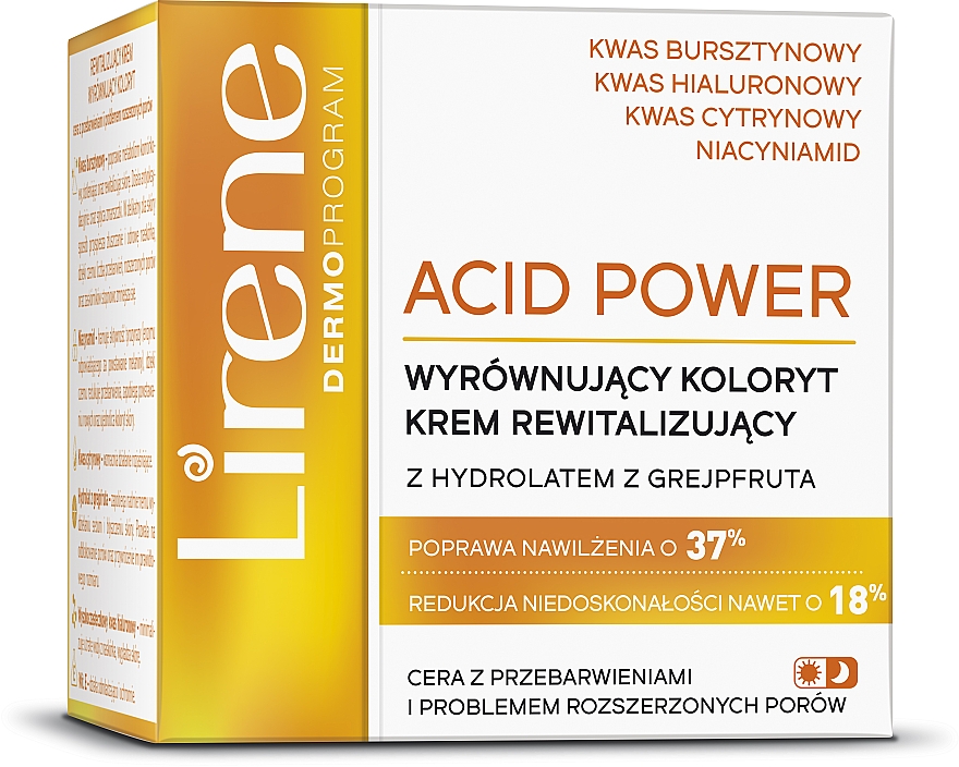 Revitalisierende Gesichtscreme mit Niacinamid und Bernsteinsäure - Lirene Acid Power — Bild N1