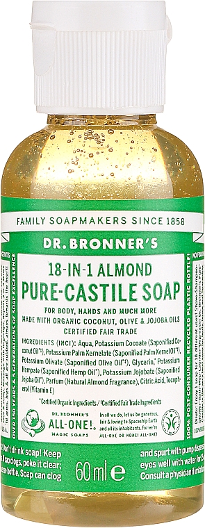 18in1 Flüssige Hand- und Körperseife mit Mandel - Dr. Bronner’s 18-in-1 Pure Castile Soap Almond