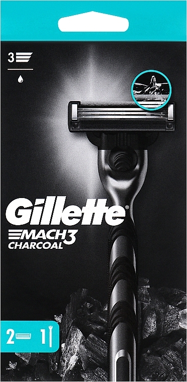 Rasierer mit 2 austauschbaren Klingen - Gillette Mach3 Charcoal — Bild N1
