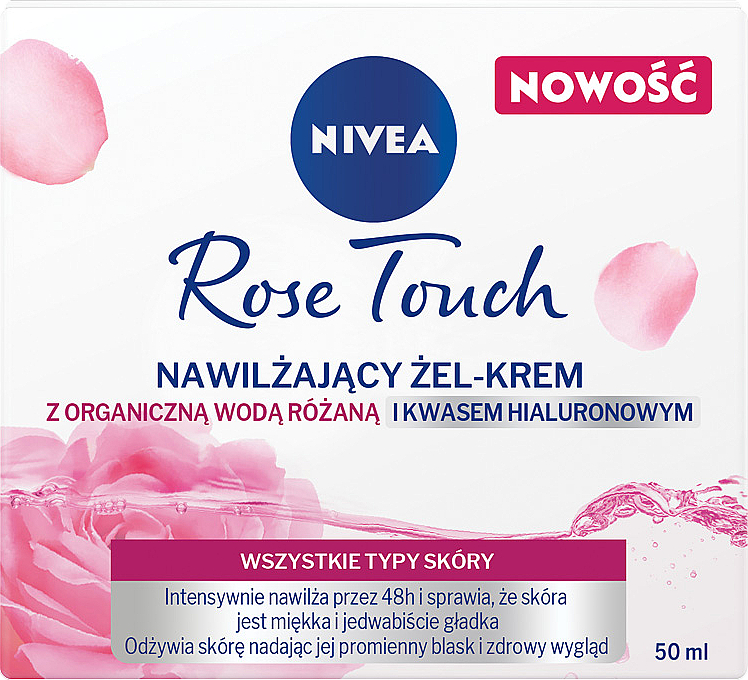 Feuchtigkeitsspendende Gesichtsgel-Creme mit Bio Rosenwasser und Hyaluronsäure - Nivea Rose Touch — Bild N1
