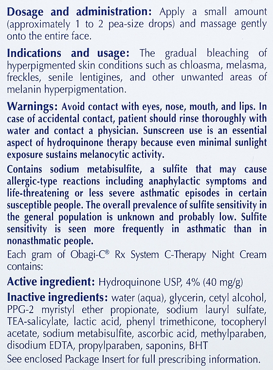 Aufhellende Nachtcreme für das Gesicht mit Vitaminen C und E - Obagi Medical C-Therapy Night Cream  — Bild N3