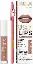 Düfte, Parfümerie und Kosmetik Make-up Set (Lippenstift 4.5g + Lippenkonturenstift 1g) (11) - Eveline Cosmetics Oh! My Velvet Lips 