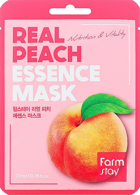 Pflegende und vitalisierende Tuchmaske für das Gesicht mit Pfirsichextrakt - FarmStay Real Peach Essence Mask — Bild N1