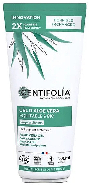 Feuchtigkeitsspendendes und schützendes Bio-Aloe-Vera-Gel für Körper und Haar - Centifolia Fair & Organic Aloe Vera Gel  — Bild N1