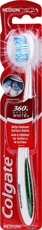 Zahnbürste mittel 360° Optic White weiß-grün - Colgate 360 Degrees Toothbrush Optic White Medium — Bild N2
