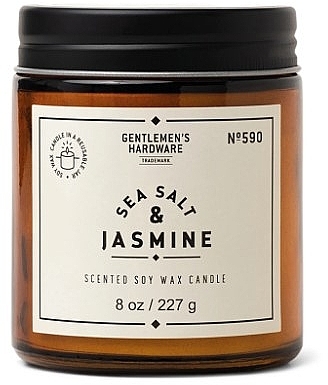 Duftkerze im Glas - Gentleme's Hardware Scented Soy Wax Glass Candle 590 Sea Salt & Jasmine — Bild N1