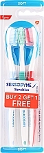 Zahnbürsten-Set, 3 Stück, blau + grün + rot - Sensodyne Sensitive Zahnbürste 2+1 Pack — Bild N1