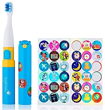 Elektrische Zahnbürste mit Aufklebern blau - Brush-Baby Go-Kidz Blue Electric Toothbrush  — Bild N2
