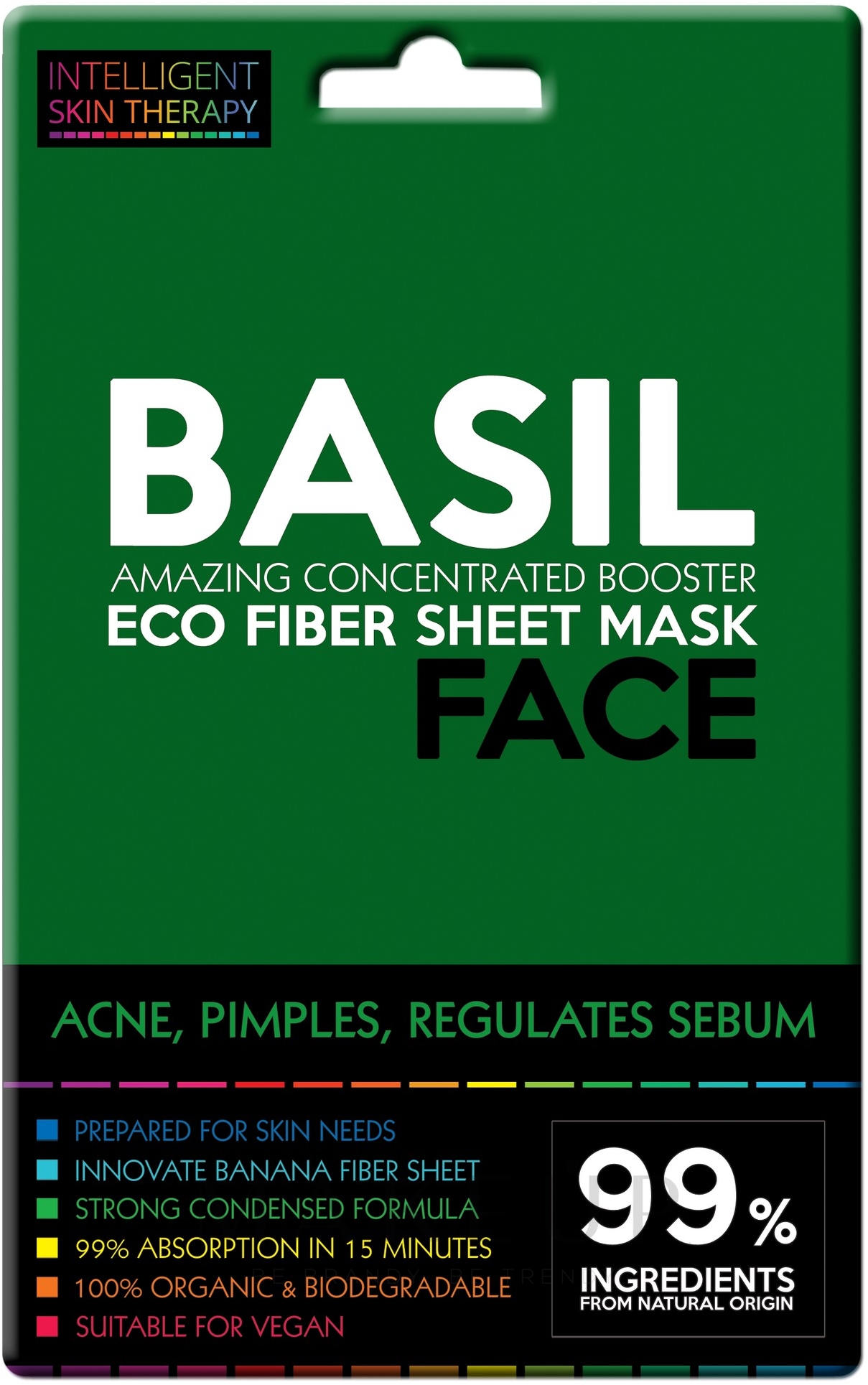 Tuchmaske für das Gesicht mit Basilikumextrakt - Beauty Face Intelligent Skin Therapy Mask — Bild 25 g