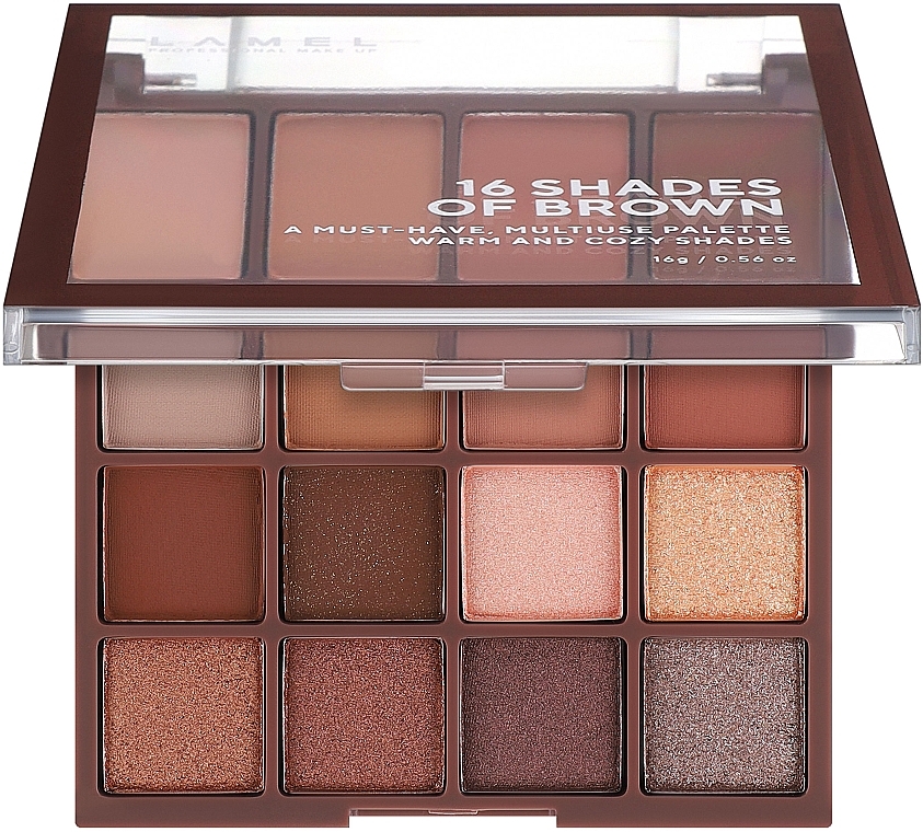 Lidschattenpalette - LAMEL Make Up Eyeshadow 16 Shades Of Brown Palette — Bild N1