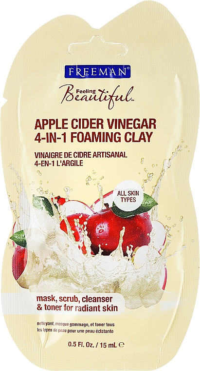 Gesichtsreinigunsmaske mit Tonerde und Apfelessig - Freeman Feeling Beautiful 4-in-1 Apple Cider Vinegar Foaming Clay (Beutel) — Bild N1