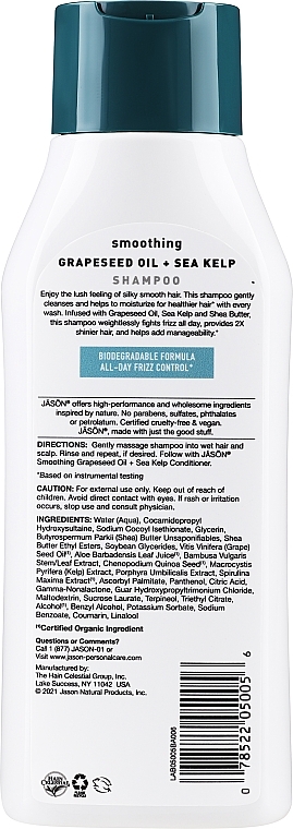 Beruhigendes Shampoo mit Seetang - Jason Natural Cosmetics Smoothing Grapeseed Oil + Sea Kelp Shampoo — Bild N2