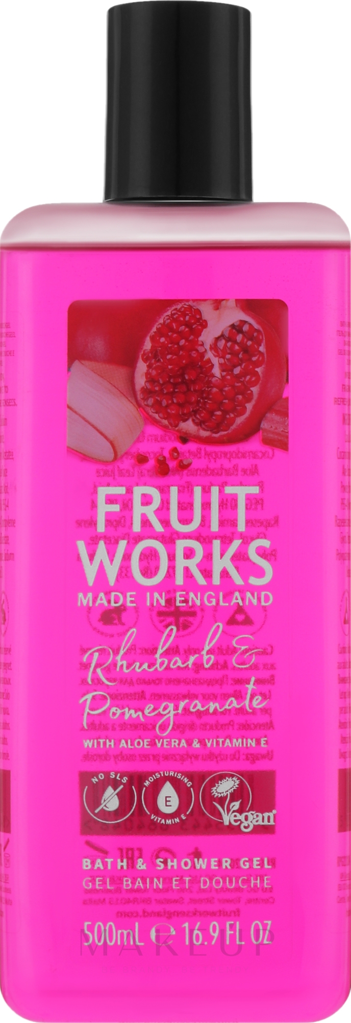 Bade- und Duschgel mit Rhabarber und Granatapfel - Grace Cole Fruit Works Rhubarb & Pomegranate — Bild 500 ml