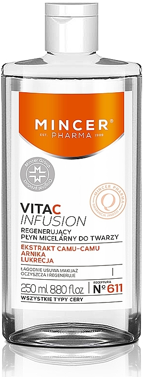 Mizellen-Reinigungswasser - Mincer Pharma Vita C Infusion №611 Regeneration Micellar Water — Bild N1