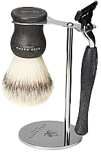 Düfte, Parfümerie und Kosmetik Rasierset - Acca Kappa Natural Style Set Black (razor/1pc + brush/1pc + stand/1pc)