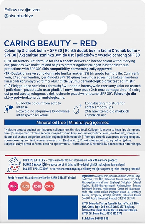 NIVEA - Nivea Caring Beauty Lip & Chick SPF 30  — Bild N2