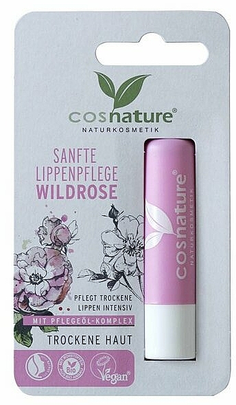 Pflegender Lippenbalsam für trockene Haut mit Wildrose - Cosnature — Bild N1