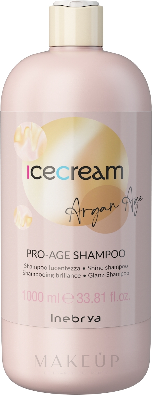 Glanz-Shampoo für behandeltes, glanzloses, stumpfes Haar mit Arganöl - Inebrya Ice Cream Pro Age Shampoo — Bild 1000 ml