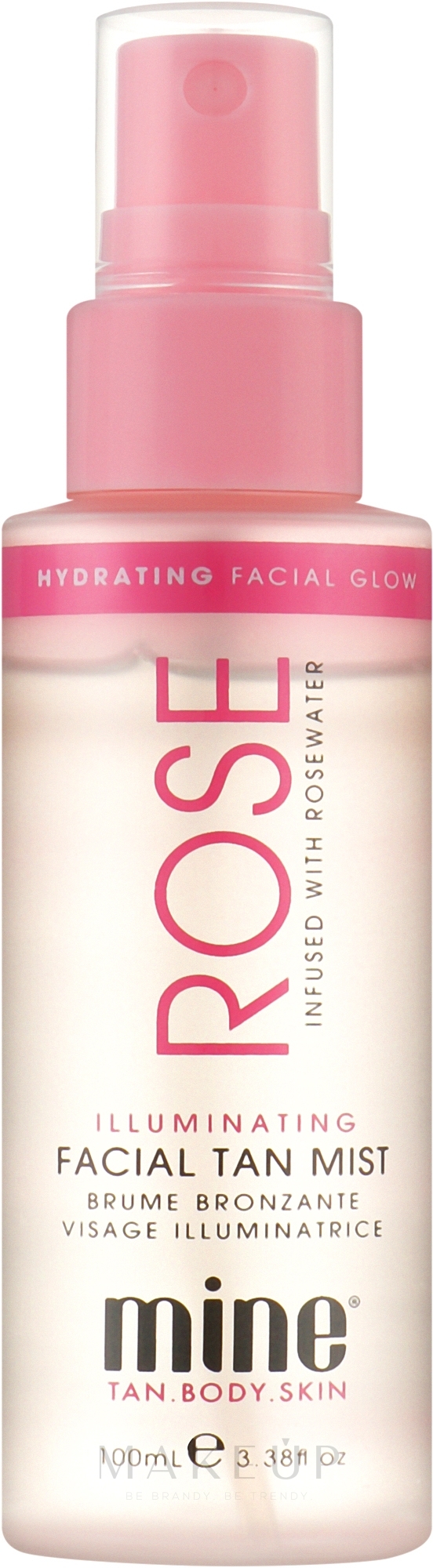 Beruhigender Selbstbräunungsnebel für das Gesicht mit Rosenwasser - Minetan Rose Illuminating Facial Tan Mist — Bild 100 ml
