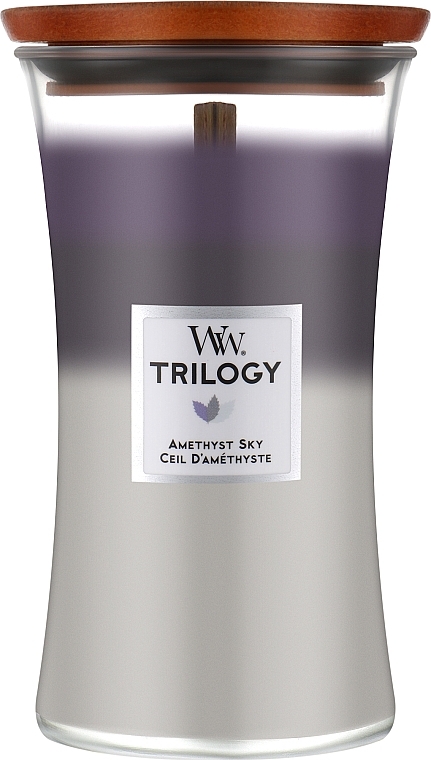 Duftkerze im Glas - Woodwick Trilogy Hourglass Candle Amethyst Sky — Bild N1