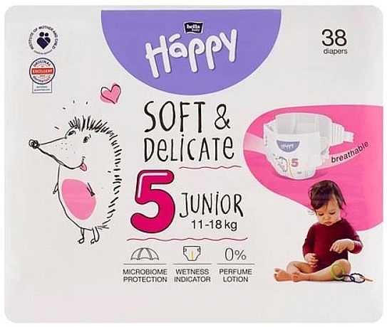 Babywindeln 11-18 kg Größe 5 Junior 38 St. - Bella Baby Happy Soft & Delicate  — Bild N2
