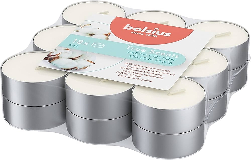 Teelicht-Set Baumwolle, 4H - Bolsius Fresh Cotton Candle — Bild N2