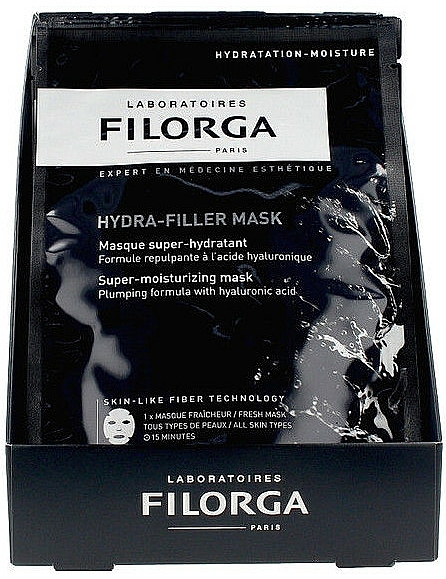 Intensiv feuchtigkeitsspendende Tuchmaske für das Gesicht mit Hyaluronsäure 12 St. - Filorga Hydra-Filler Mask Set — Bild N1