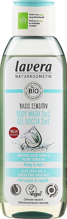 GESCHENK! Duschgel - Lavera Basis Sensitiv Body Wash 2 In 1 Organic Aloe Vera & Plant Keratin — Bild N1