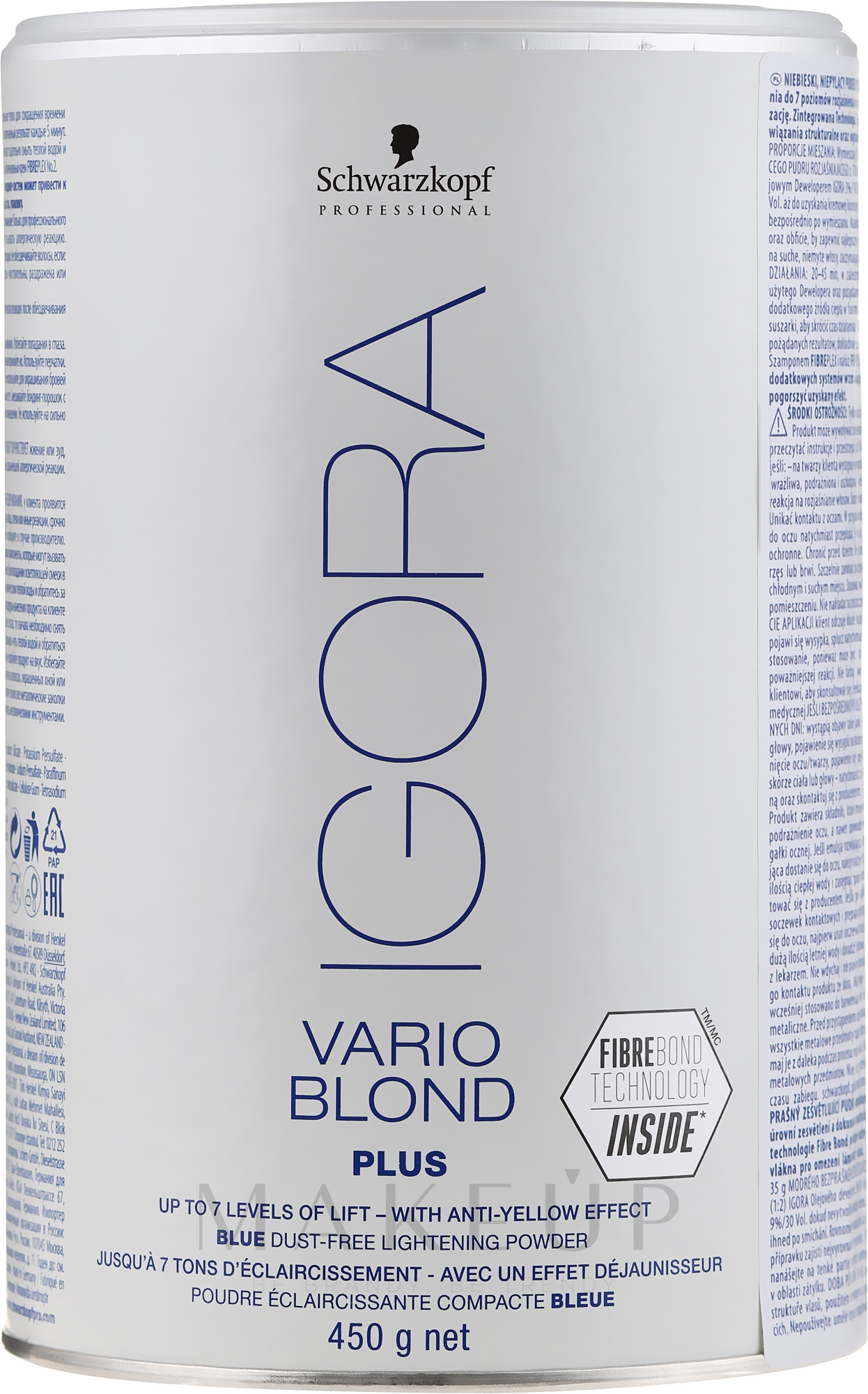 Blaues staubfreies Blondierpulver - Schwarzkopf Professional Igora Vario Blond Plus — Foto 450 g