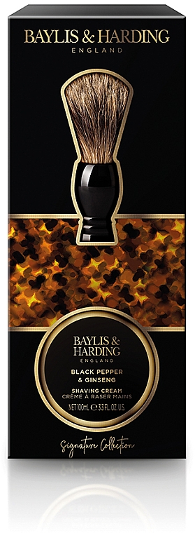 Set - Baylis & Harding Black Pepper & Ginseng (Rasiercreme 100ml + Rasierpinsel 1St.) — Bild N1