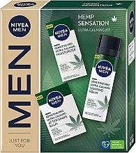 Düfte, Parfümerie und Kosmetik Gesichtspflegeset - NIVEA Men Hemp Sensation Ultra Calming Kit (After Shave Balsam 100ml + Rasierschaum 200ml + Gesichtscreme 75ml)