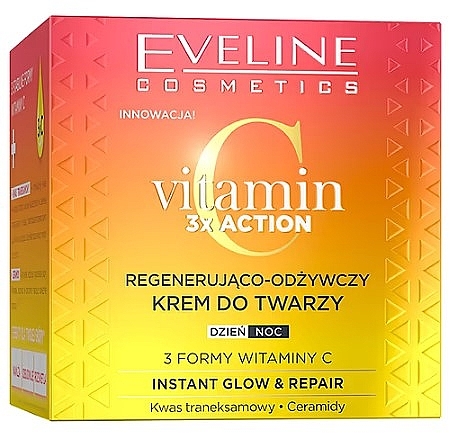 Aufhellende und revitalisierende Gesichtscreme - Eveline Cosmetics Vitamin C 3x Action Instant Glow & Repair Cream — Bild N1