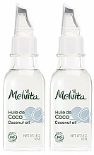 Haarpflegeset für trockenes und strapaziertes Haar mit Kokosnussöl - Melvita Huiles De Beaute Coconut Oil Duo (Kokosnussöl 2x50ml) — Bild N2