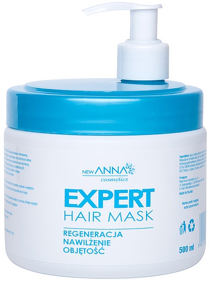 Haarmaske mit Macadamiaöl, Leinöl, Provitamin B5 und Glycerin - New Anna Cosmetics Expert Hair Mask — Bild N1