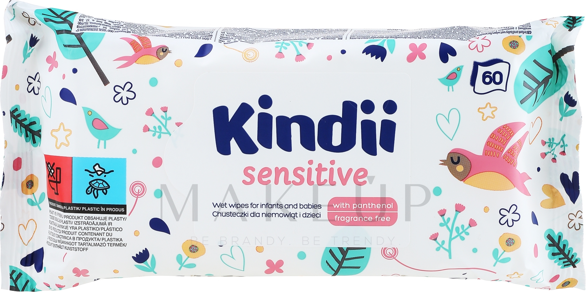 Babytücher für empfindliche Haut 60 St. - Kindii Sensitive Wipes — Bild 60 St.