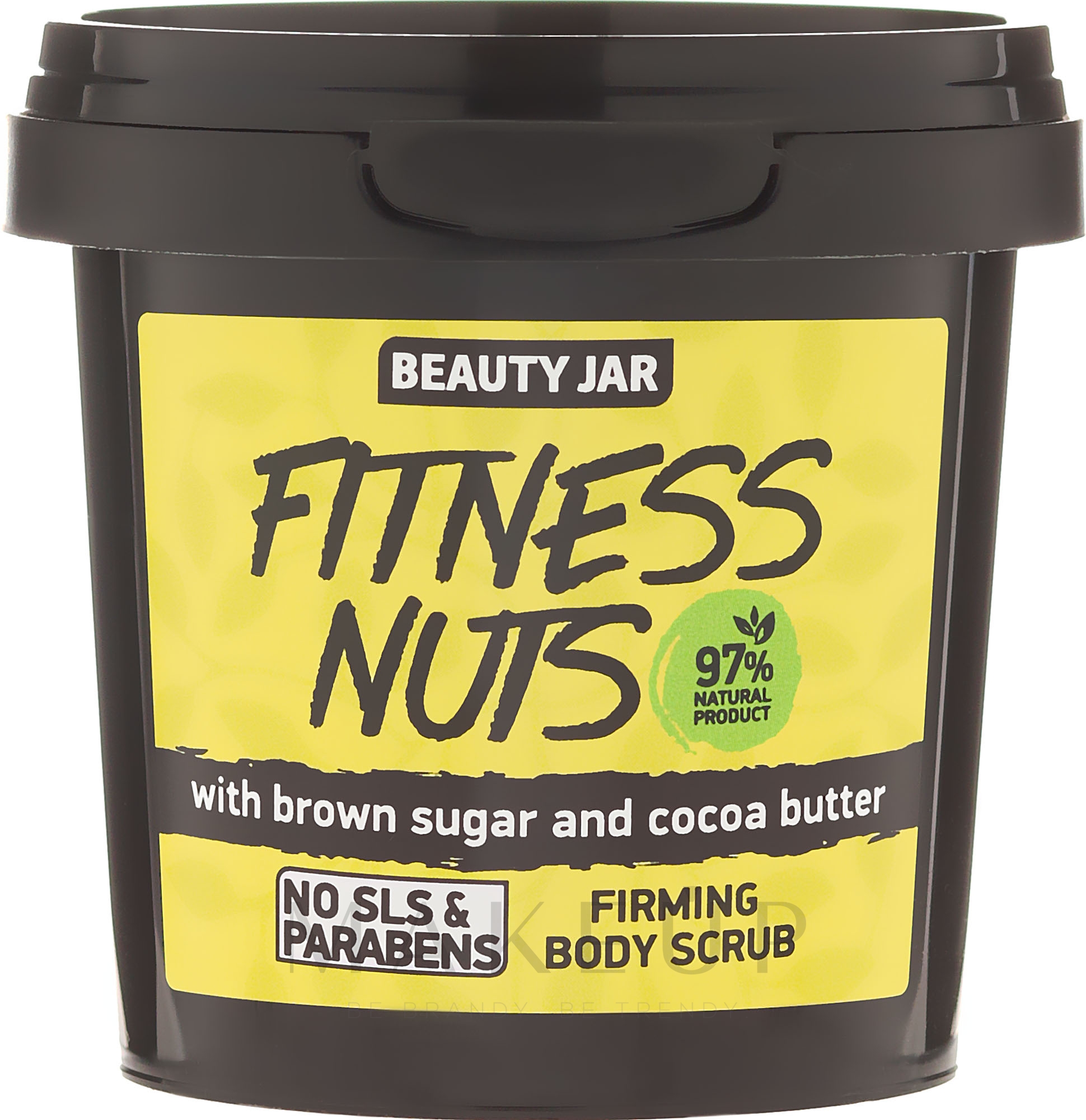 Straffendes Körperpeeling mit braunem Zucker und Kakaobutter "Fitness Nuts" - Beauty Jar Firming Body Scrub — Bild 200 g