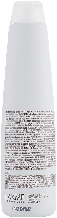 Ausgleichendes Shampoo für fettiges Haar - Lakme K.Therapy Purifying Balancing Shampoo — Bild N2