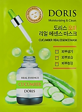 Düfte, Parfümerie und Kosmetik Feuchtigkeitsspendende und erfrischende Tuchmaske für das Gesicht mit Gurkenextrakt - Doris Cucumber Real Essence Mask