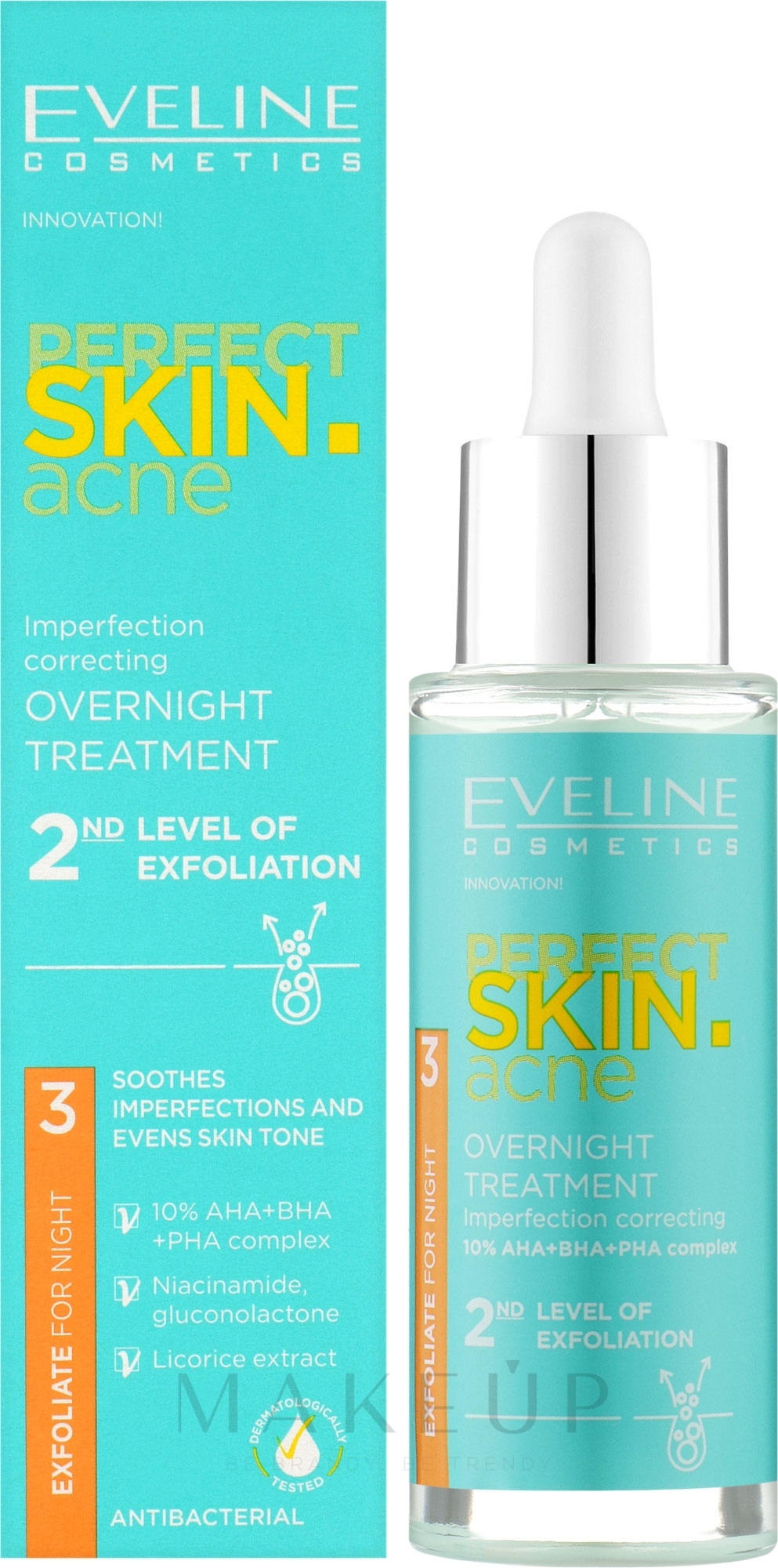 Gesichtsserum für die Nacht - Eveline Cosmetics Perfect Skin.acne Exfoliate For Night — Bild 30 ml