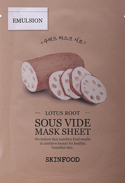 Nährende Tuchmaske für das Gesicht mit Lotuswurzel-Extrakt - Skinfood Lotus Root Sous Vide Mask Sheet — Bild N1
