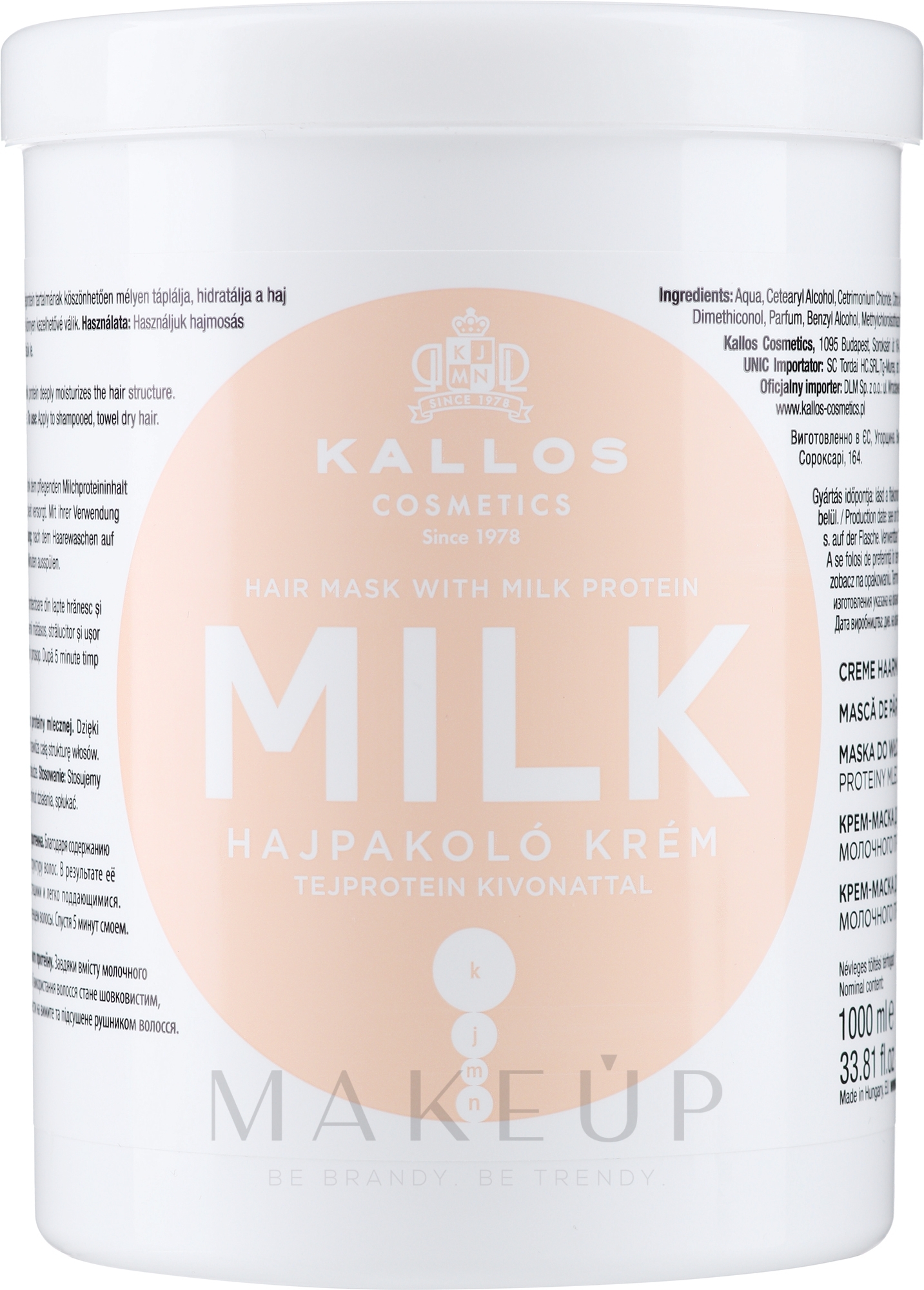 Haarmaske mit Milchproteinen - Kallos Cosmetics Hair Mask Milk Protein — Foto 1000 ml